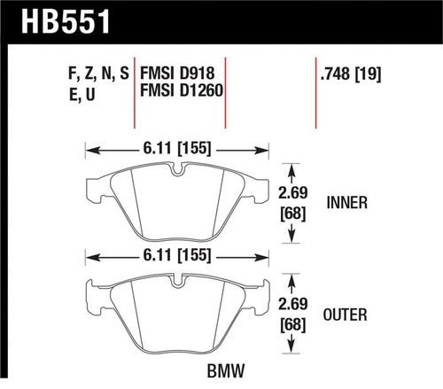 Hawk Blue 9012 Race Front Brake Pads - HAWKHB551E.748