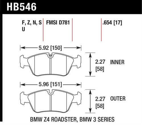 Hawk HP+ Street Brake Pads - HAWKHB546N.654