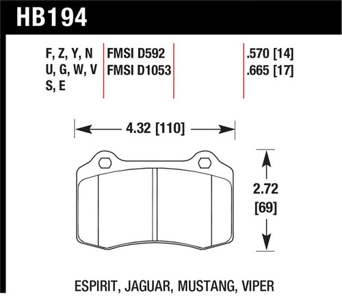 Hawk Blue 9012 Race Rear Brake Pads - HAWKHB194E.570
