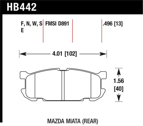 Hawk HPS Street Rear Brake Pads (D891) - HAWKHB442F.496