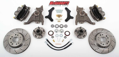 McGaughys Chevrolet Camaro 1970-1978 13" Front Cross Drilled Disc Brake Kit & 2" Drop Spindles; 5x4.75 Bolt Pattern - Part# 64078