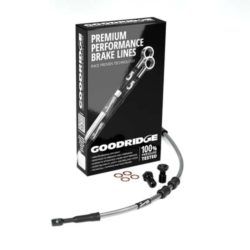 Goodridge (w/o ABS) +8in Clear Brake Line Kit w/Stainless Steel Fittings - HD0091-3FC-CL8