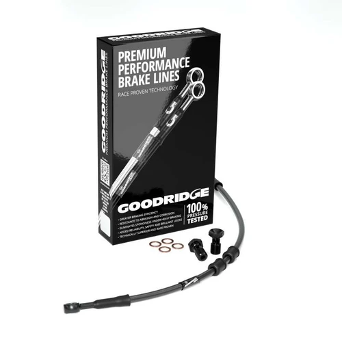 Goodridge -4in Black Brake Line Kit w/Black Fittings - HD0216-1FB-BK-4
