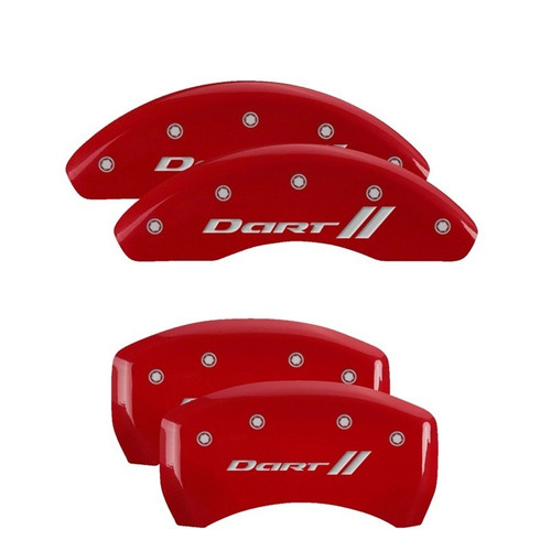 MGP 4 Caliper Covers Engraved Front & Rear With stripes/Dart Red - 12199SDRTRD