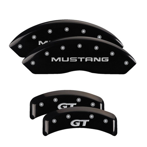 MGP 4 Caliper Covers Engraved Front Mustang Engraved Rear SN95/GT Black - 10095SMG1BK