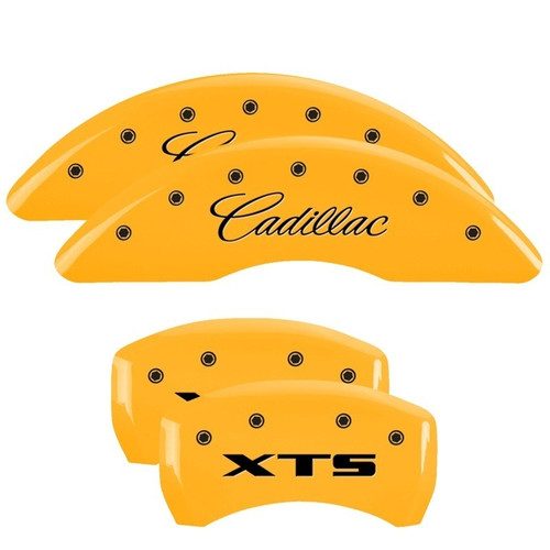 MGP 4 Caliper Covers Engraved Front Cadillac Engraved Rear XTS Yellow - 35008SXTSYL