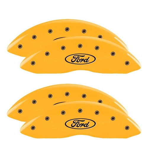 MGP 4 Caliper Covers Engraved Front & Rear Oval logo/Ford Yellow - 10120SFRDYL