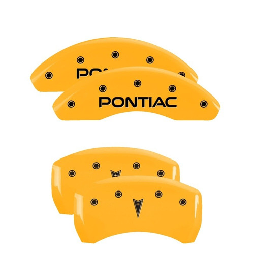 MGP 4 Caliper Covers Engraved Front Pontiac Rear Arrow Yellow - 18025SPONYL