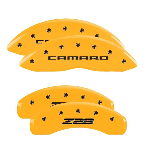 MGP 4 Caliper Covers Engraved Front Gen 5/Camaro Engraved Rear Gen 5/Z28 Yellow - 14036SZ85YL