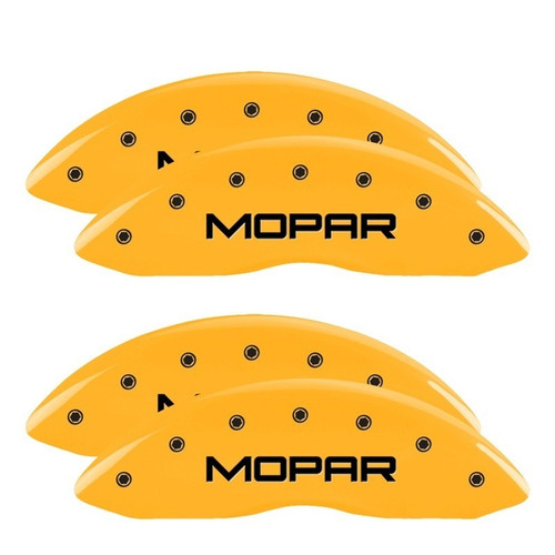 MGP 4 Caliper Covers Engraved Front & Rear Mopar Yellow - 12203SMOPYL
