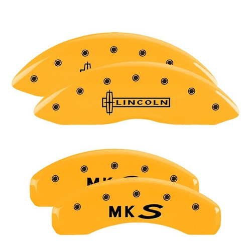 MGP 4 Caliper Covers Engraved Front Lincoln Engraved Rear MKS Yellow - 36014SLCSYL