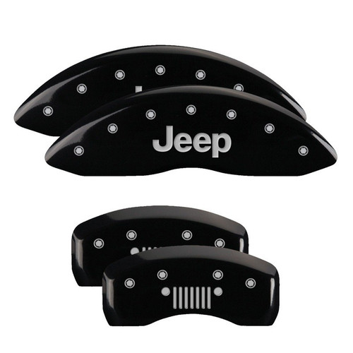 MGP 4 Caliper Covers Engraved Front JEEP Engraved Rear JEEP Grill logo Black - 42003SJPLBK