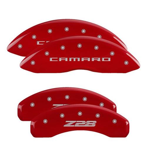 MGP 4 Caliper Covers Engraved Front Gen 5/Camaro Engraved Rear Gen 5/Z28 Red - 14036SZ85RD