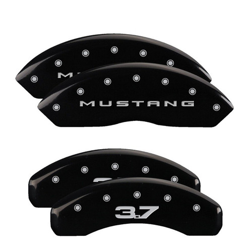 MGP 4 Caliper Covers Engraved Front 2015/Mustang Engraved Rear 2015/37 Black - 10202SM32BK