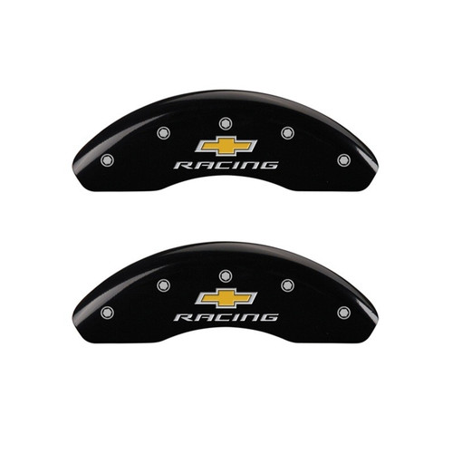 MGP Front set 2 Caliper Covers Engraved Front Chevy racing Black - 14213FBRCBK