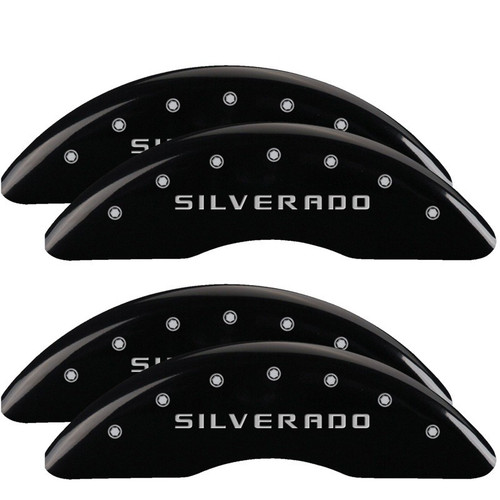 MGP 4 Caliper Covers Engraved Front & Rear Silverado Black - 14173SSILBK