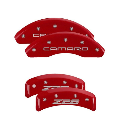 MGP 4 Caliper Covers Engraved Front Gen 4/Camaro Engraved Rear Gen 4/Z28 Red - 14026SZ84RD