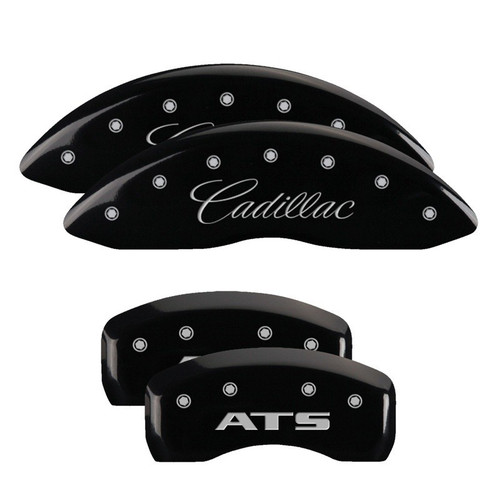 MGP 4 Caliper Covers Engraved Front Cadillac Engraved Rear ATS Black - 35007SATSBK