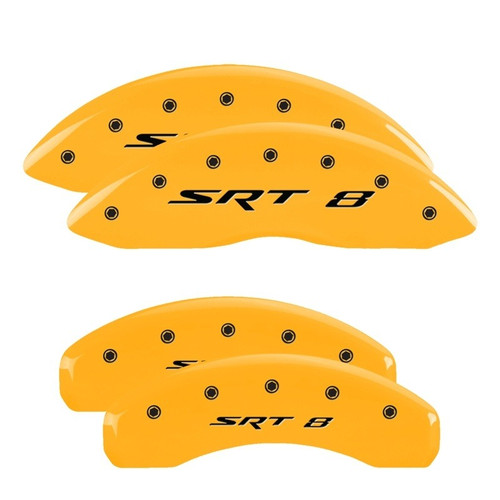 MGP 4 Caliper Covers Engraved Front & Rear 11-18 Jeep Grand Cherokee Yellow - 42020SSR8YL