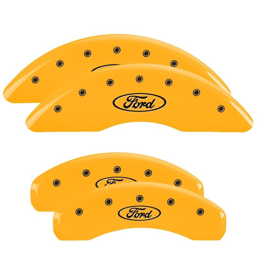 MGP 4 Caliper Covers Engraved F & R Oval Logo/Ford Yellow - 10023SFRDYL