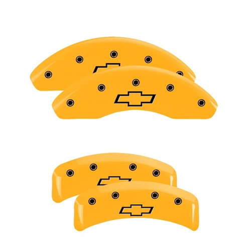 MGP 4 Caliper Covers Engraved Front & Rear Bowtie Yellow - 14026SBOWYL