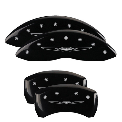 MGP 4 Caliper Covers Engraved Front & Rear Style 2/Chrysler Wing Black - 32020SCW2BK