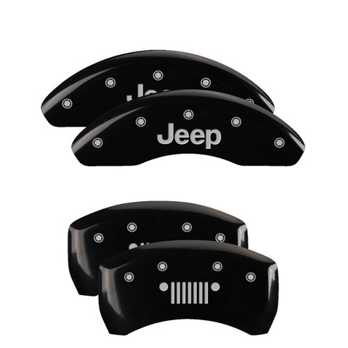 MGP 4 Caliper Covers Engraved Front JEEP Engraved Rear JEEP Grill logo Black - 42013SJPLBK