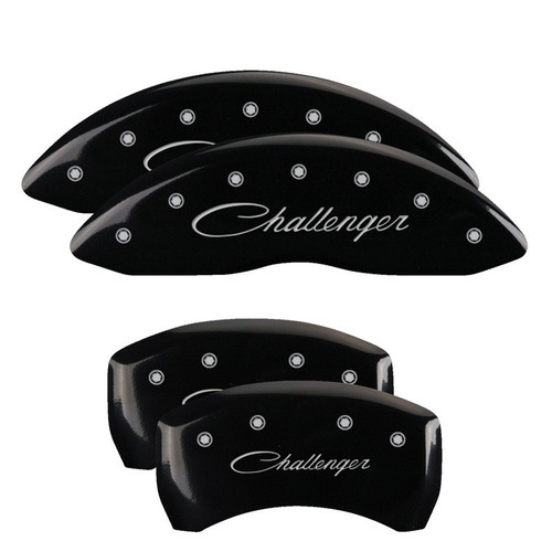 MGP 4 Caliper Covers Engraved Front & Rear Cursive/Challenger Black - 12005SCLSBK