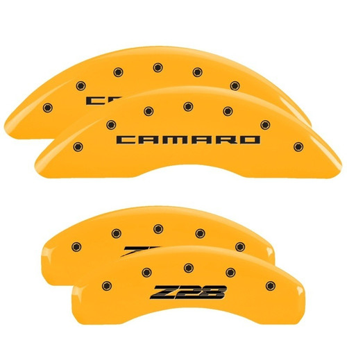 MGP 4 Caliper Covers Engraved Front Gen 5/Camaro Engraved Rear Gen 5/Z28 Yellow - 14011SZ85YL