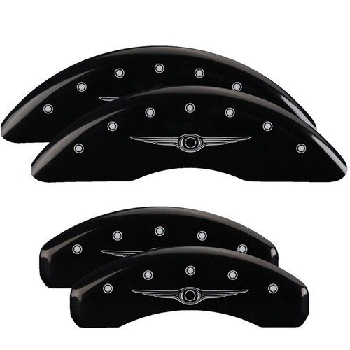 MGP 4 Caliper Covers Engraved Front & Rear Style 1/Chrysler Wing Black - 32002SCW1BK
