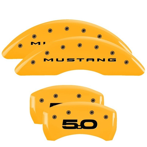 MGP 4 Caliper Covers Engraved Front 2015/Mustang Engraved Rear 2015/50 Yellow - 10201SM52YL