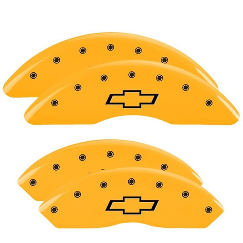 MGP 4 Caliper Covers Engraved Front & Rear Bowtie Yellow - 14008SBOWYL