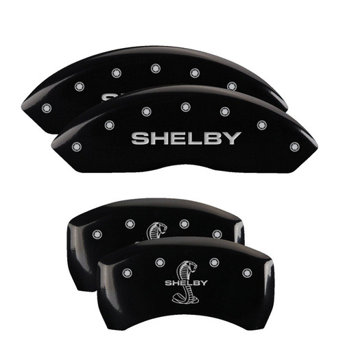 MGP 4 Caliper Covers Engraved Front Shelby Engraved Rear Tiffany Snake Black - 10198SSBYBK