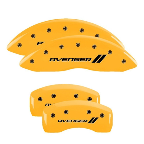 MGP 4 Caliper Covers Engraved Front & Rear With stripes/Avenger Yellow - 12192SAV1YL