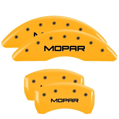 MGP 4 Caliper Covers Engraved Front & Rear MOPAR Yellow - 42012SMOPYL
