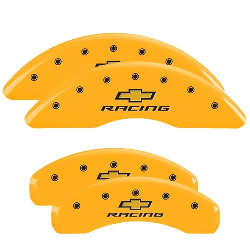 MGP 4 Caliper Covers Engraved F & R Chevy Racing Yellow - 14241SBRCYL