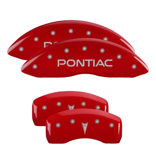 MGP 4 Caliper Covers Engraved Front Pontiac Rear Arrow Red - 18029SPONRD