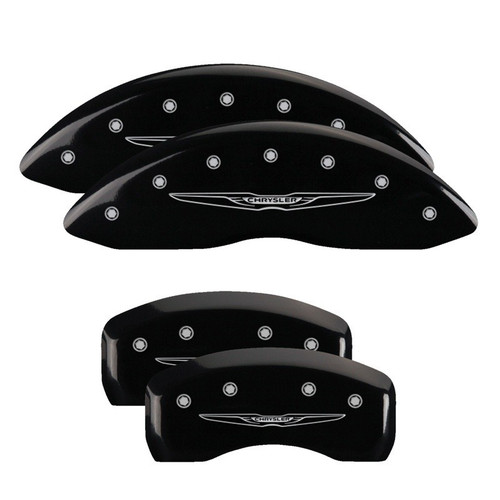 MGP 4 Caliper Covers Engraved Front & Rear Style 2/Chrysler Wing Black - 32003SCW2BK