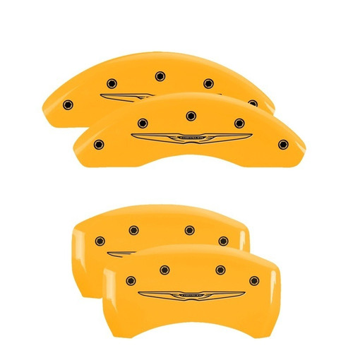 MGP 4 Caliper Covers Engraved Front & Rear Style 2/Chrysler Wing Yellow - 32023SCW2YL