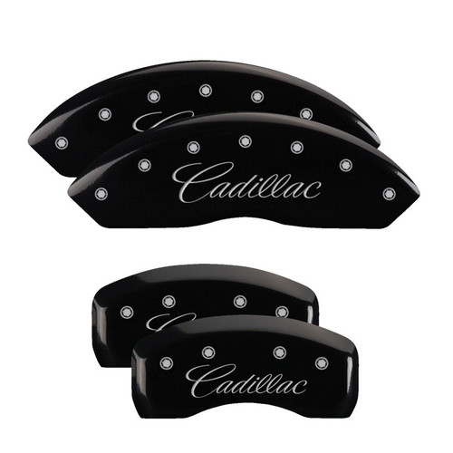 MGP 4 Caliper Covers Engraved Front & Rear Cursive/Cadillac Black - 35010SCADBK