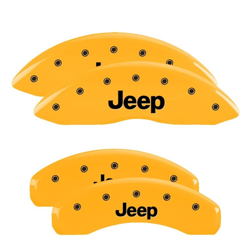 MGP 4 Caliper Covers Engraved Front & Rear Jeep Yellow - 42002SJEPYL