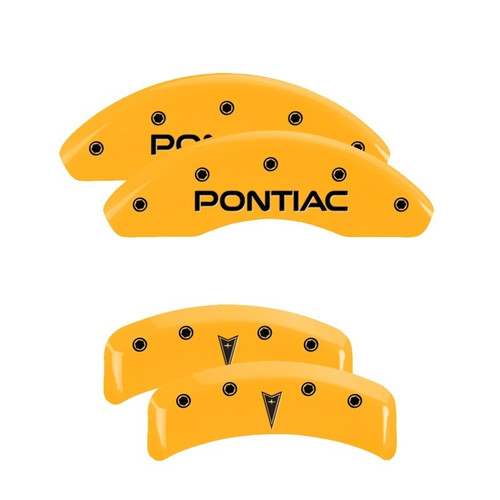 MGP 4 Caliper Covers Engraved Front Pontiac Rear Arrow Yellow - 18027SPONYL