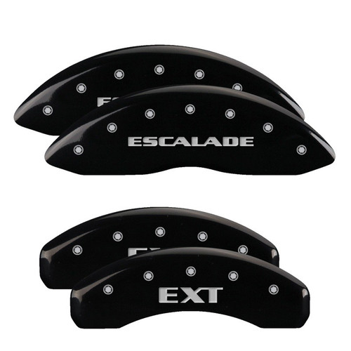 MGP 4 Caliper Covers Engraved Front Escalade Engraved Rear EXT Black - 35014SEXTBK