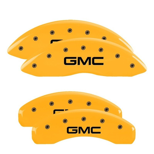 MGP 4 Caliper Covers Engraved Front & Rear 99-03 GMC Sierra 1500 Yellow - 34006SGMCYL