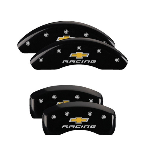MGP 4 Caliper Covers Engraved Front & Rear Chevy racing Black - 14229SBRCBK