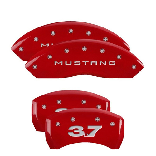 MGP 4 Caliper Covers Engraved Front Mustang Engraved Rear 37 Red - 10198SM37RD