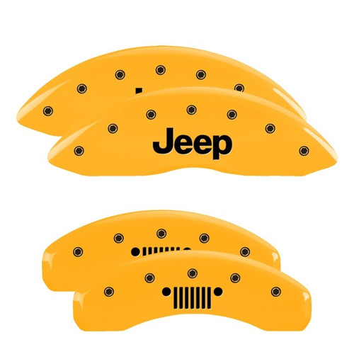 MGP 4 Caliper Covers Engraved F&R 11-18 Jeep Grand Cherokee Yellow - 42020SJPLYL