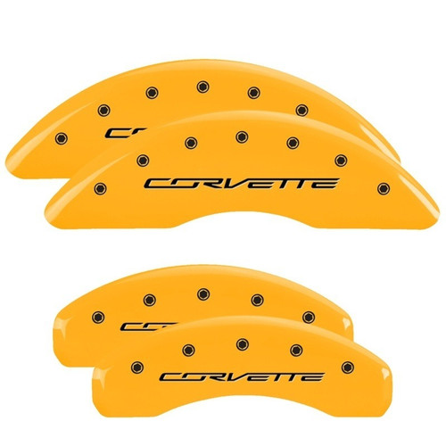 MGP 4 Caliper Covers Engraved Front & Rear C7/Corvette Yellow - 13084SCV7YL