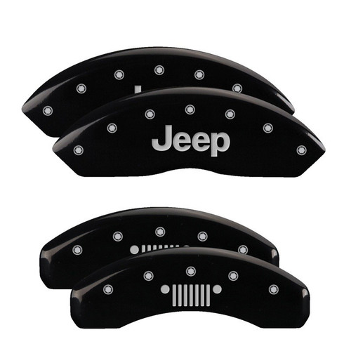 MGP 4 Caliper Covers Engraved Front JEEP Engraved Rear JEEP Grill logo Black - 42014SJPLBK
