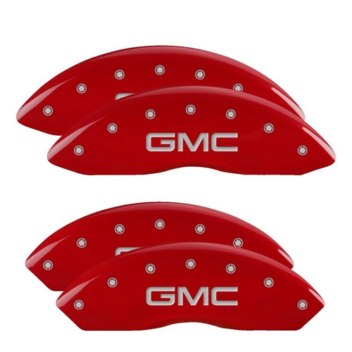 MGP 4 Caliper Covers Engraved Front & Rear GMC Red - 34211SGMCRD